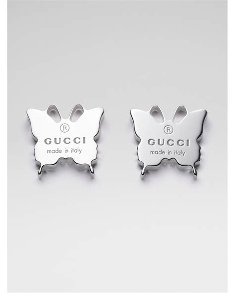 gucci butterfly sterling silver|interlocking g earrings in silver.